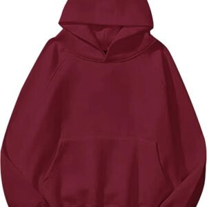 Women Solid Basic Fleece Letter Loose Hoodie Sweatshirt Long Sleeve Kangaroo Pocket Drop Shoulder Pullovers Top