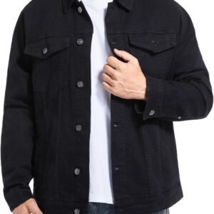 Men’s Rugged Wear Button Down Denim Jacket Fashion, Classic Long Sleeve Jean Jacket