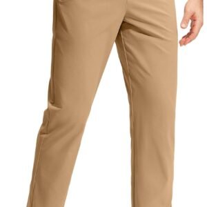 Men's Golf Pants Stretch Work Dress Comfy Pants 30"/32"/34" Lightweight Quick Dry Casual Slacks Trousers with Pockets