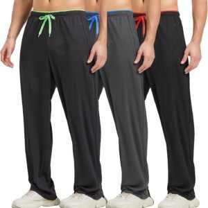 Men's Athletic Pant with Pockets Open Bottom Sweatpants for Men Workout, Exercise, Running
