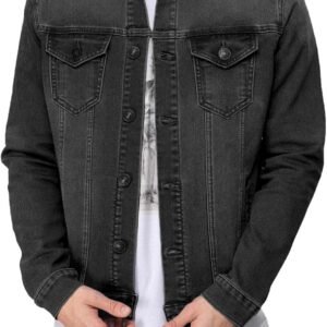 Men’s Rugged Wear Button Down Denim Jacket Fashion, Classic Long Sleeve Jean Jacket
