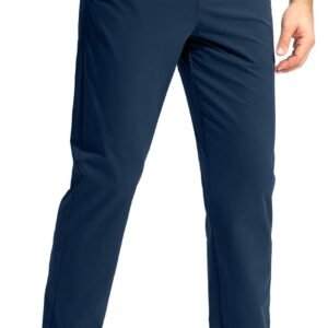 Men's Golf Pants Stretch Work Dress Comfy Pants 30"/32"/34" Lightweight Quick Dry Casual Slacks Trousers with Pockets