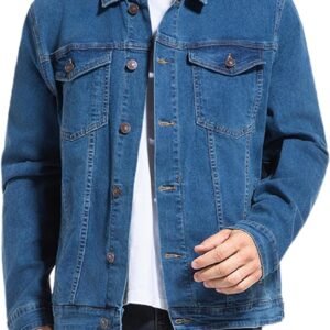 Men’s Rugged Wear Button Down Denim Jacket Fashion, Classic Long Sleeve Jean Jacket