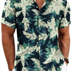 Men's Linen Shirts Short Sleeve Casual Shirts Button Down Shirt for Men Beach Summer Wedding Shirt