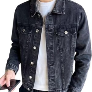 Mens Classic Lapel Jean Jacket Casual Slim Fit Trucker Cowboy Coat Pocket Casual Front Denim Men Jackets